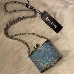 Bebe Silver and Blue Chain Flask
